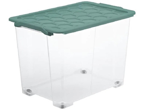 [90245708 1424539] Rotho Aufbewahrungsbox Evo Safe 65 l, Grün/Transparent