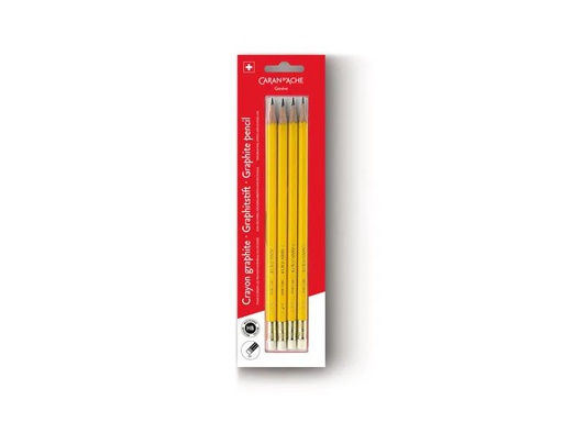 [90042764 1182627] Caran d'Ache Bleistift HB, mit Radiergummi, 4 Stück