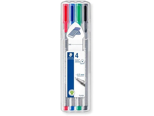 [90246030 1396888] Staedtler Fineliner Triplus 334 4 Stück, sortierte Farben