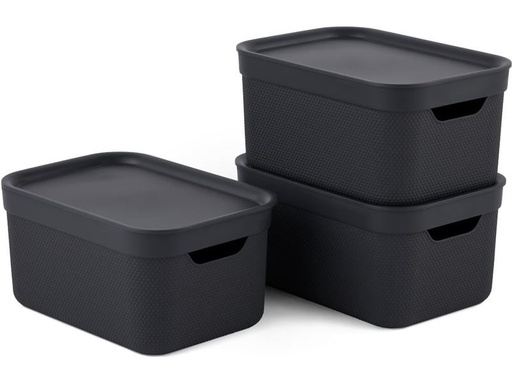 [90246302 1424527] Rotho Aufbewahrungsbox A5 Jive 3 Stück, Grau