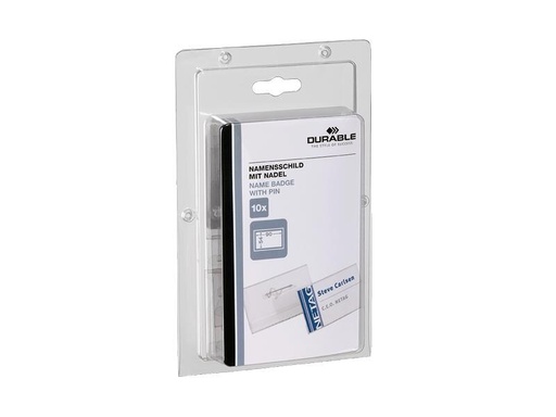 [90246467 1401673] DURABLE Namensschild mit Nadel 54 x 90 mm, 10 Stück