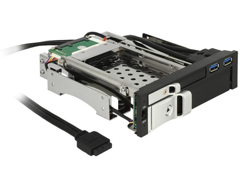 [90042908 1052480] Delock 5.25-Einbaurahmen 1x3.5, 1x2.5, 2xUSB3 Ports , Hot-Swap