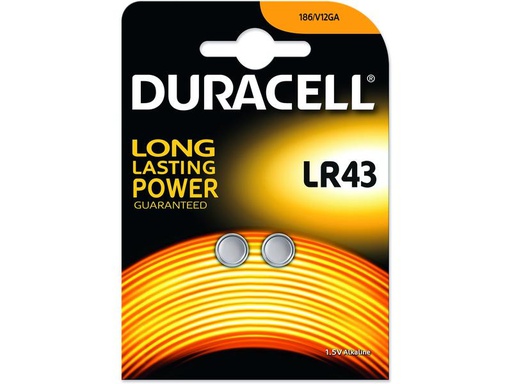 [90248099 1412561] Duracell Knopfzelle Alkaline LR43 2 Stück