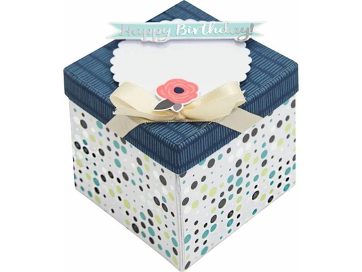 [90043251 1094677] Folia Geschenkbox Explosionsbox Party Dunkelblau, 25.00 x 25.00 cm