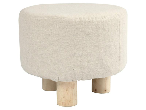 [90043265 700880] Creativ Company Hocker Fussbank Holz/Textil, Weiss
