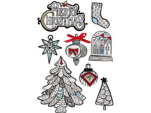 [90248620 813360] Creativ Company Weihnachtssticker 3D Weihnachtliche Motive, 1 Blatt