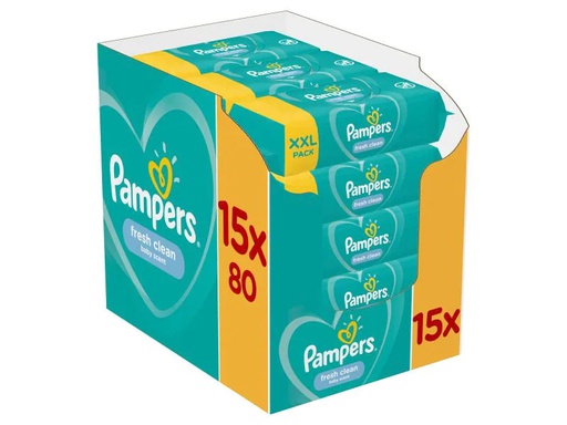[90043406 902244] Pampers Feuchttücher Fresh Clean Aloe 15 x 80 Stk.