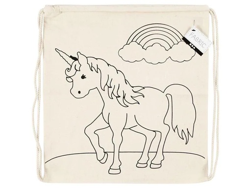 [90043560 931458] Creativ Company Turnbeutel 37 x 41 cm, Natur, Einhörner, 1 Stk.