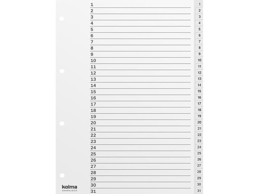 [90249250 1402308] Kolma Register A4 Weiss, PP 1-31