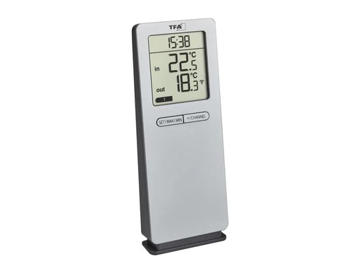 [90250770 1423034] TFA Dostmann Funk-Thermometer NeoLogo, Silber