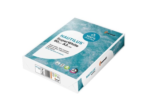 [90251703 1405139] Nautilus Kopierpapier Super White A3, Weiss, 80 g/m², 500 Blatt