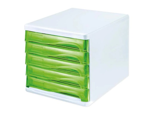 [90253559 1403525] Helit Schubladenbox Colours 5 Schubladen, Weiss/Grün