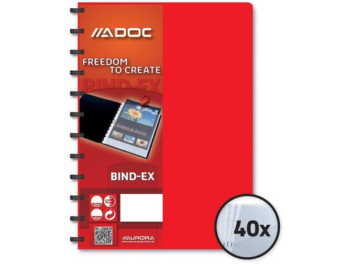 [90253699 1397878] Adoc Sichtbuch Bind-Ex A4, 40 Taschen, Rot