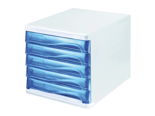 [90253759 1403524] Helit Schubladenbox Colours 5 Schubladen, Weiss/Blau