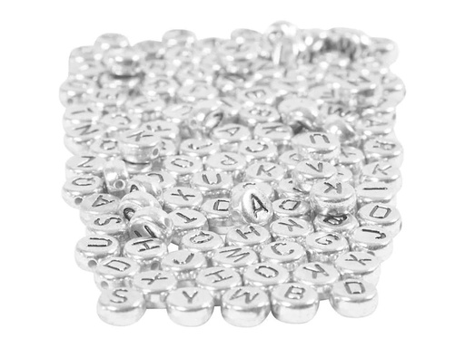 [90044258 846862] Creativ Company Buchstabenperlen 7 mm Kunststoff, Silber/Schwarz