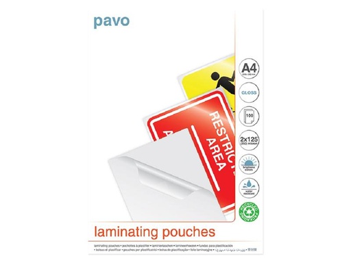 [90254395 1424514] Pavo Laminierfolie A4, 125 µm, 100 Stück, Glänzend