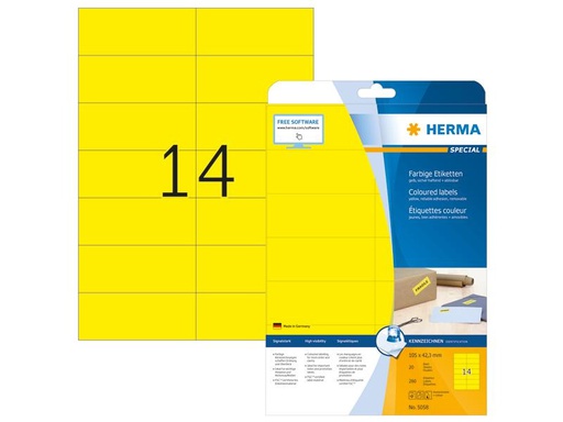 [90254491 1397096] HERMA Universal-Etiketten 10.5 x 4.23 cm, 280 Etiketten, Gelb