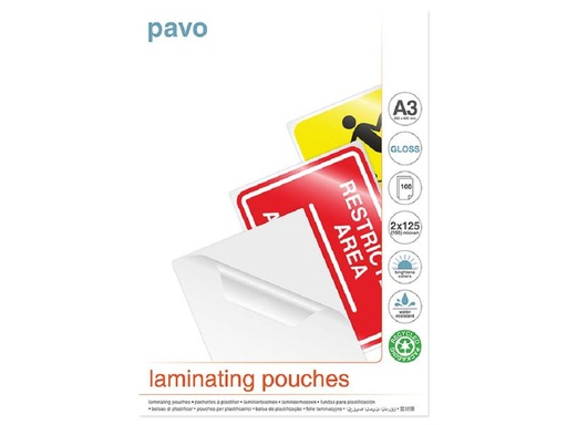 [90254643 1424515] Pavo Laminierfolie A3, 125 µm, 100 Stück, Glänzend