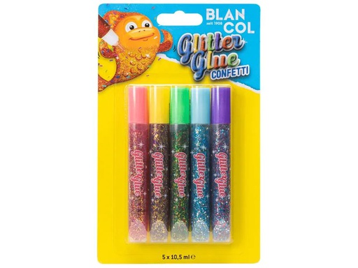 [90044352 1033432] Blancol Glitzerstift Glitter Glue Pen Confetti 5 Stück