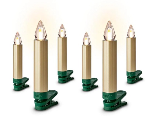 [90254740 1362898] Lumix LED Baumkerze SuperLight Flame, Gold, 6er-Set