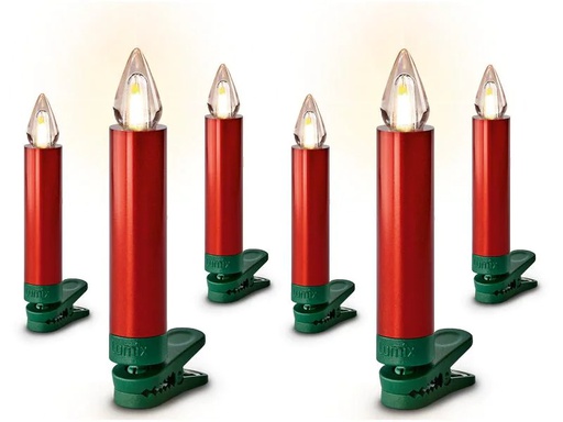 [90254790 1362900] Lumix LED Baumkerze SuperLight Flame, Rot, 6er-Set