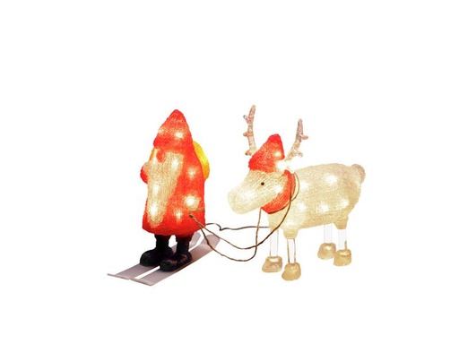 [90255183 1330981] Konstsmide LED-Figur Acryl Santa mit Rentier, 40 LED