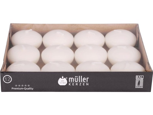 [90255362 1429257] müller Kerzen Schwimmkerze 3 x 4.5 cm, Crème, 12 Stück