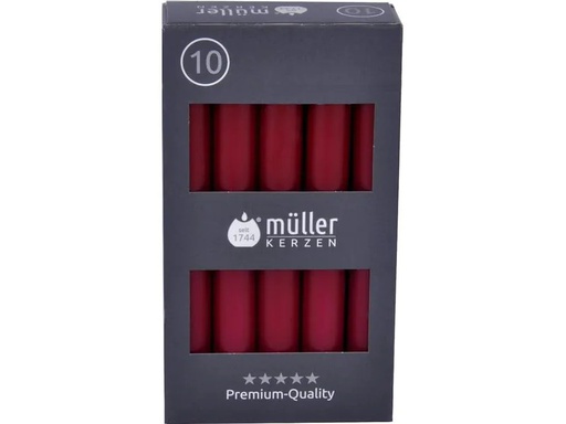 [90255445 1429255] müller Kerzen Stabkerze 17.5 x 2 cm, Bordeaux, 10 Stück