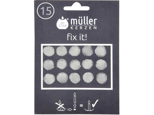 [90255498 1429327] müller Kerzen Klebewachsplättchen 15 Stück, Weiss