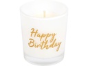 müller Kerzen Kerze im Glas «Happy Birthday» 6.5 x 5.5 cm, Weiss