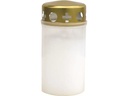 müller Kerzen Grabkerze klein mit Golddeckel 12 x 6 cm, Weiss
