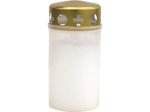 [90255549 1429340] müller Kerzen Grabkerze klein mit Golddeckel 12 x 6 cm, Weiss