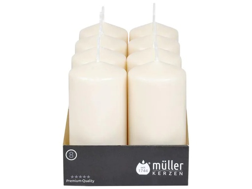 [90255591 1429261] müller Kerzen Stumpenkerze 12 x 5.7 cm, Crème, 8 Stück