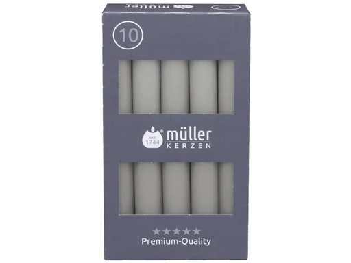 [90255653 1429253] müller Kerzen Stabkerze 17.5 x 2 cm, Grau, 10 Stück