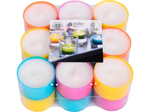 [90255702 1429328] müller Kerzen Teelichter 2.1 x 3.8 cm, Mehrfarbig, 18 Stück