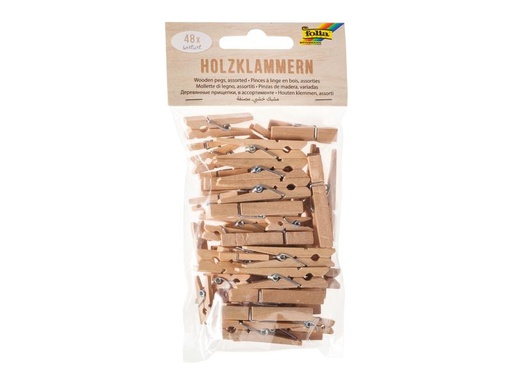 [90255773 1400950] Folia Holzklammern FSC 3 Grössen, 48 Stück