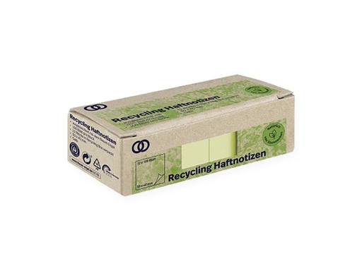 [90256764 1398650] Soennecken Notizzettel oeco Recycling, 5 x 4 cm, 12 Stück, Gelb