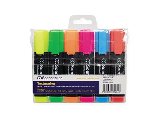 [90256837 1398736] Soennecken Textmarker 6er Etui, Mehrfarbig