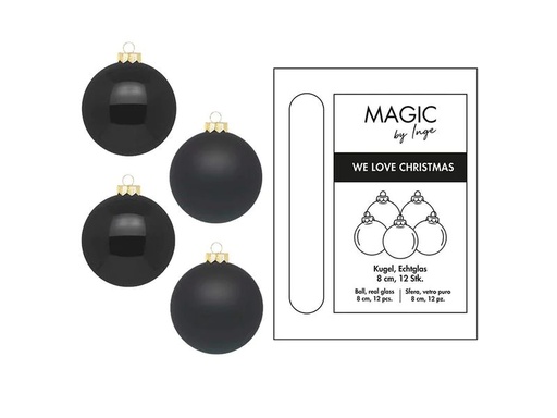 [90256890 1337322] INGES CHRISTMAS DECOR Weihnachtskugel Ebony Black Ø 8 cm 12 Stück