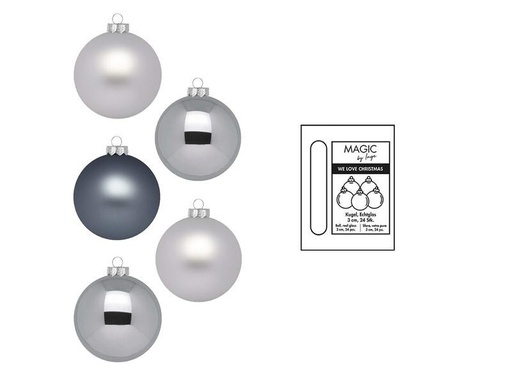 [90256937 1337340] INGES CHRISTMAS DECOR Weihnachtskugel Hazy Grey Ø 3 cm 24 Stück