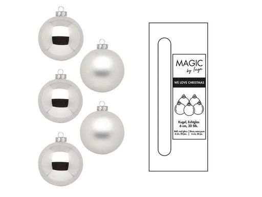 [90257098 1337204] INGES CHRISTMAS DECOR Weihnachtskugel Frosty Silver Ø 6 cm 20 Stück
