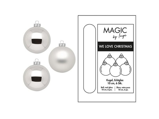 [90257272 1337290] INGES CHRISTMAS DECOR Weihnachtskugel Frosty Silver Ø 10 cm 6 Stück