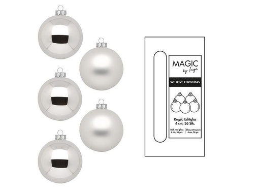 [90257394 1337299] INGES CHRISTMAS DECOR Weihnachtskugel Frosty Silver Ø 4 cm 36 Stück