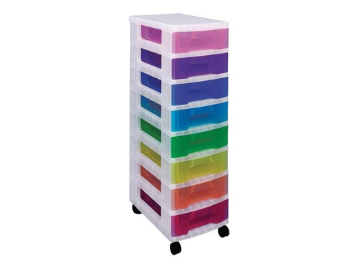 [90257398 1397442] Really Useful Box Schubladenbox 8 x 9 Liter, Mehrfarbig/Transparent