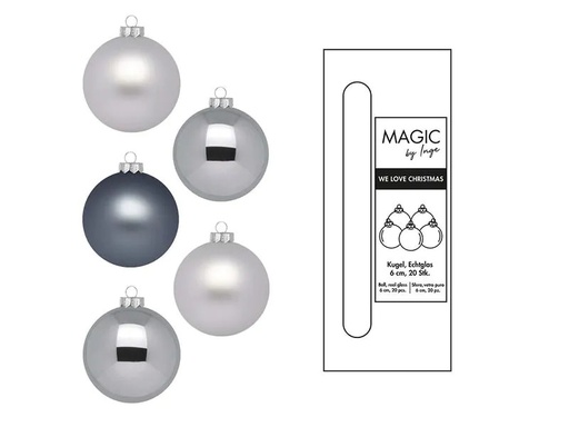 [90257403 1337342] INGES CHRISTMAS DECOR Weihnachtskugel Hazy Grey Ø 6 cm 20 Stück