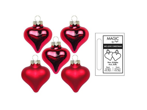 [90257446 1337205] INGES CHRISTMAS DECOR Herz Ochsenblut 4 cm 8 Stück