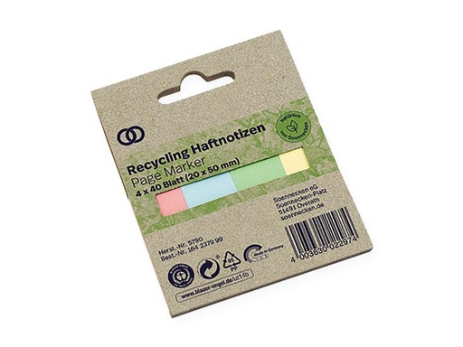[90258593 1398757] Soennecken Page Marker eco Recycling, 2 x 5 cm, Blau/Gelb/Grün/Rosa