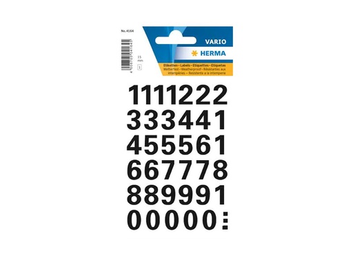 [90258973 1397018] Herma Stickers Nummer-Etiketten 0 - 9, 1.5 cm, Schwarz