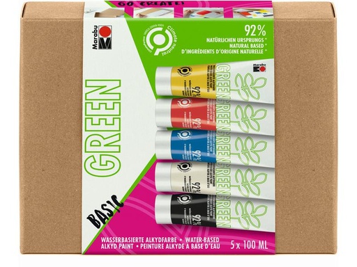 [90258986 1424836] Marabu Bastelfarbe Alkydfarbe Green Set Basic, 5 x 100 ml