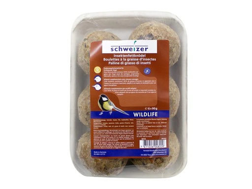 [90260396 1432863] Eric Schweizer Wintervogelfutter Insektenfettknödel, 6 x 90 g, netzfrei